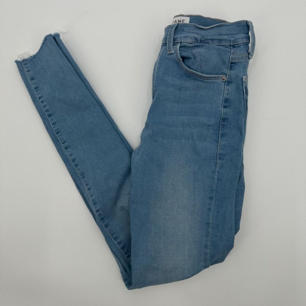 Frame Jeans Womens 26 Blue Denim 5-Pockets Flat Front Le High Skinny Leg Outdoor